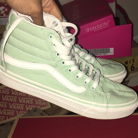 mint green high top vans